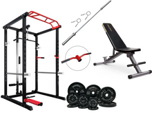 Load image into Gallery viewer, Gym Package 1 - Squat Rack + Bench + 245lb Iron + Barbell